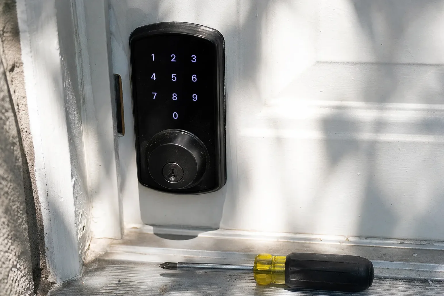 Keypad deadbolt fitted to a front door